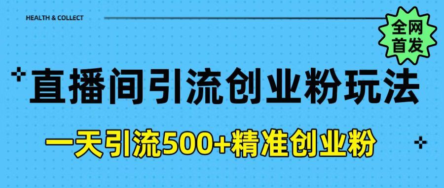 直播间引流创业粉玩法，一天轻松引流500+精准创业粉-文三轻创资料网