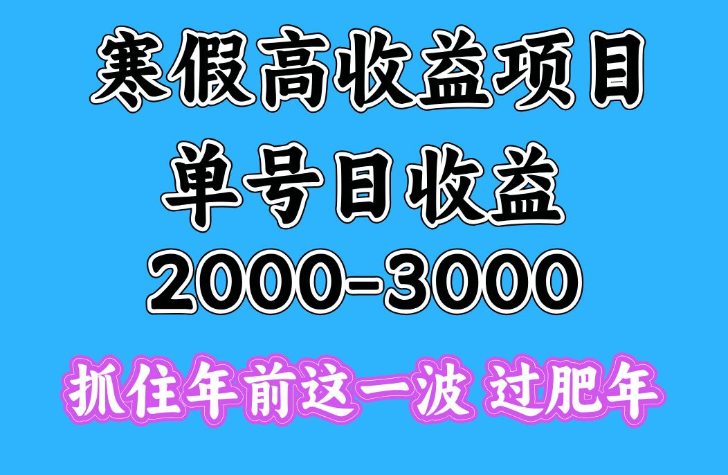 寒假期间一天收益2000-3000+，抓住年前这一波-文三轻创资料网
