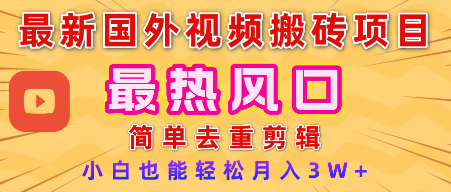 2025最新热门风口,国外视频搬砖项目,简单去重剪辑,小白也能轻松月入3W+-文三轻创资料网