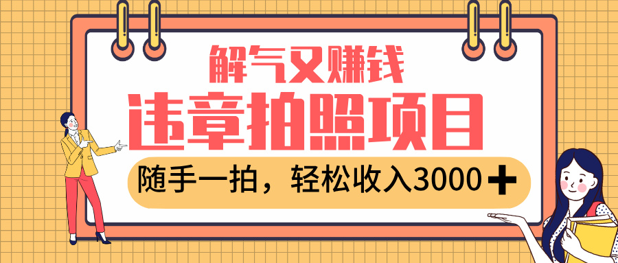 最新违章拍照赚钱，解气又赚钱的项目，随手一拍，轻松收入3000+-文三轻创资料网