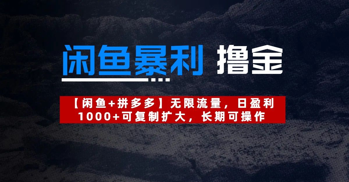 【闲鱼暴利撸金】无限流量，日盈利1000+可复制扩大，长期可操作-文三轻创资料网