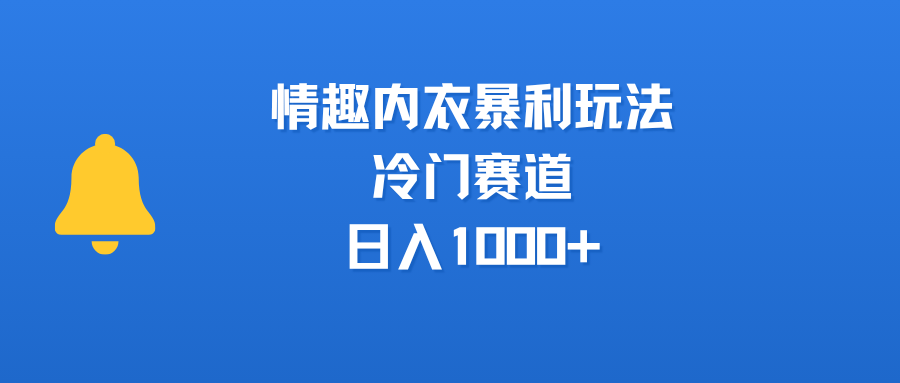 情趣内衣暴利玩法，冷门赛道，日入1000+-文三轻创资料网