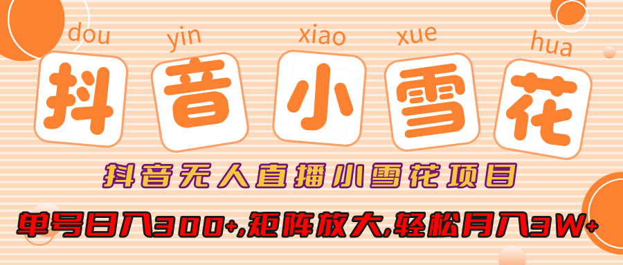 小雪花项目，抖音无人直播，单号日入300+,矩阵放大,轻松月入3W+-文三轻创资料网