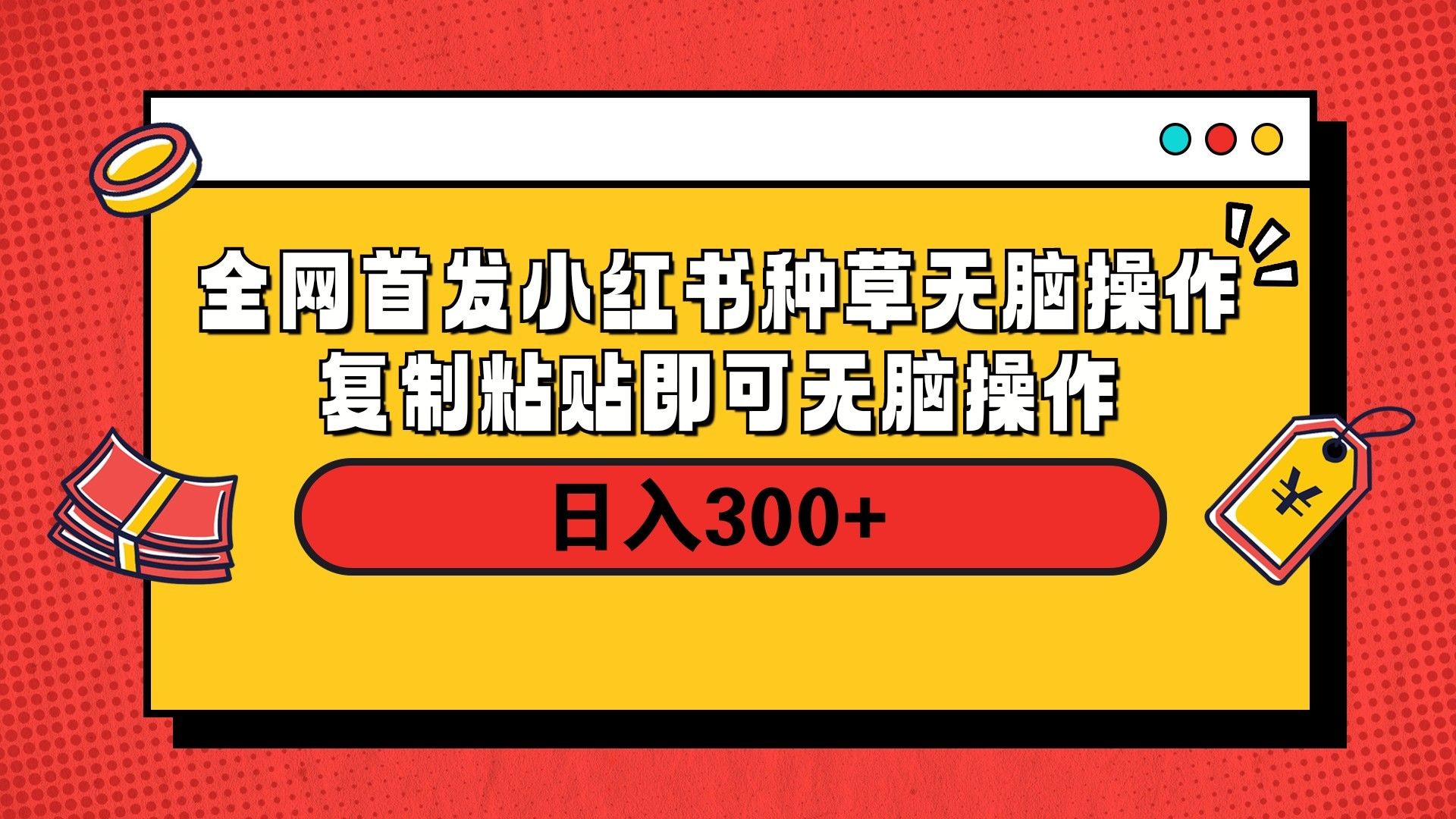 全网首发 小红书种草无脑操作复制黏贴即可 轻松日入300+-文三轻创资料网