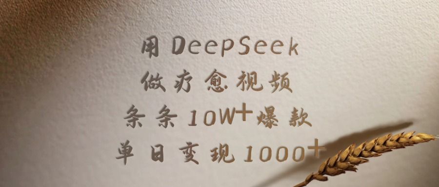 用DeepSeek做疗愈视频，条条10W+爆款，单日变现1000+-文三轻创资料网