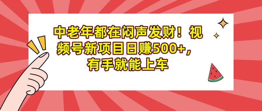中老年都在闷声发财!视频号新项目日赚500+,有手就能上车-文三轻创资料网
