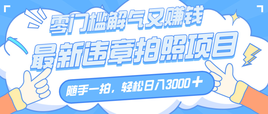 解气又赚钱的项目，随手一拍，轻松收入3000+，最新违章拍照赚钱-文三轻创资料网