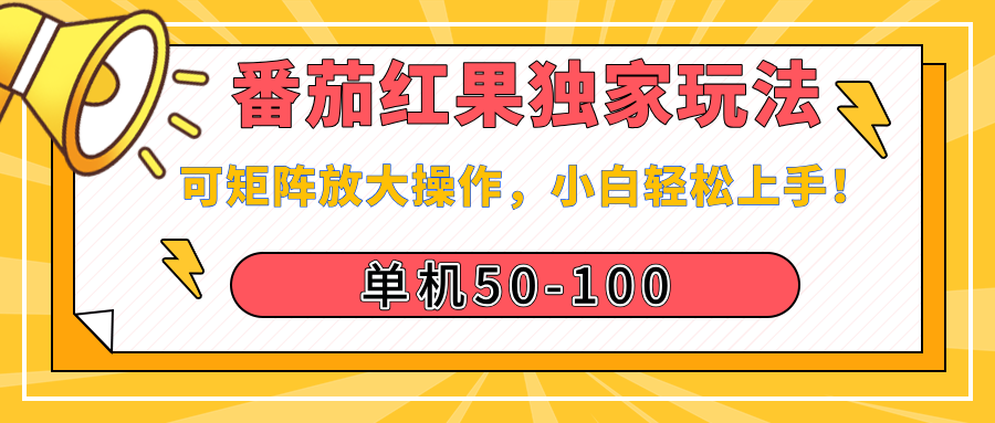 番茄红果独家玩法，单机50-100，可矩阵放大操作，小白轻松上手！-文三轻创资料网
