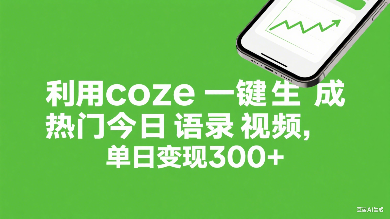 利用coze一键生成热门今日语录视频，单日变现300+-文三轻创资料网