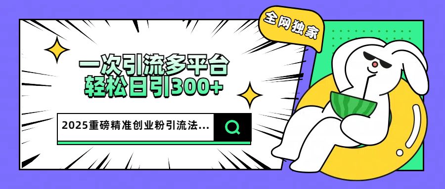 2025重磅全网独家引流法，一次多平台，轻松日引300+精准创业粉-文三轻创资料网
