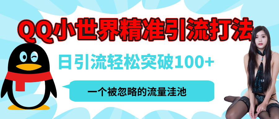 QQ小世界，被严重低估的私域引流平台，流量年轻且巨大，实操单日引流100+创业粉，月精准变现1W+-文三轻创资料网