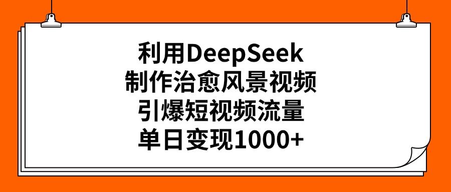 利用DeepSeek，制作治愈风景视频，引爆短视频流量，单日变现1000+-文三轻创资料网