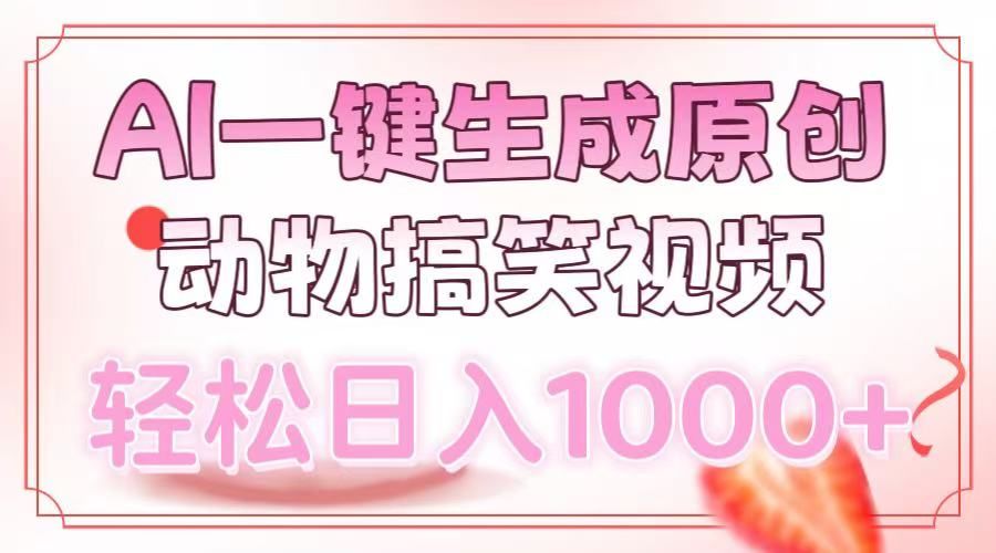 AI一键生成原创动物搞笑视频，轻松日入1000+-文三轻创资料网