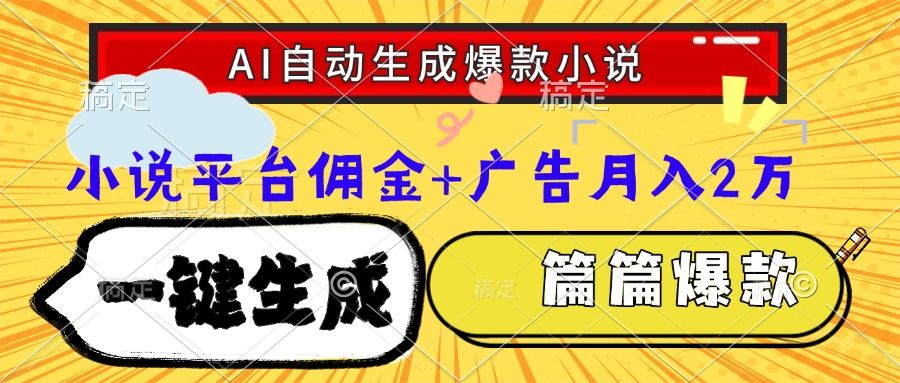 Ai自动生成网文爆款小说，一件生成小说大纲、故事情节，每篇都是爆款，小说平台佣金加广告月入2万-文三轻创资料网