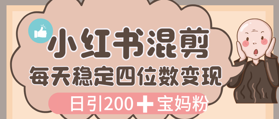 价值 3980 的小红书混剪， 虚拟变现，日引 200+宝妈创业粉，每天稳定四位数变现-文三轻创资料网