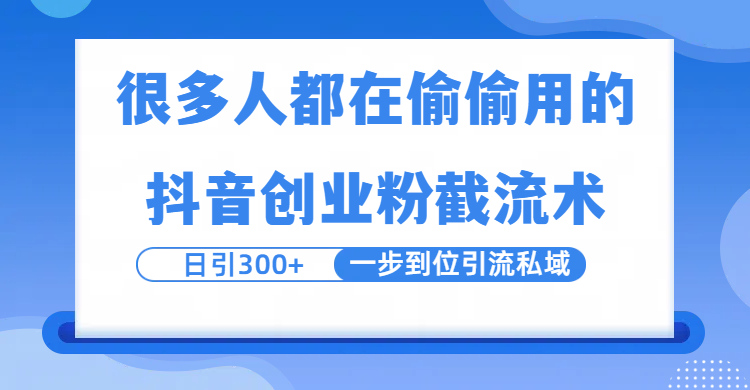 很多人都在偷偷用的抖音创业粉截留术，日引300+，一步到位引流到私域-文三轻创资料网