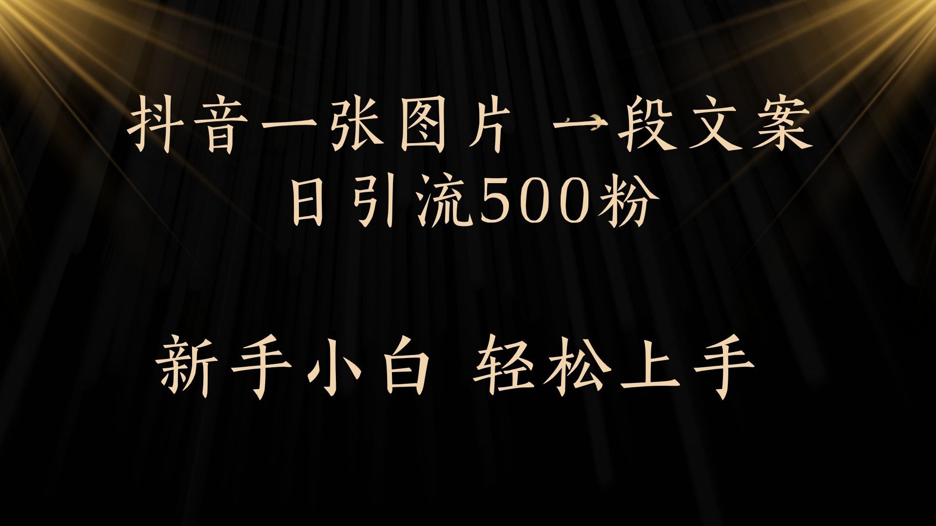 每天2分钟，抖音一张图片 一段文案日引流500粉-文三轻创资料网