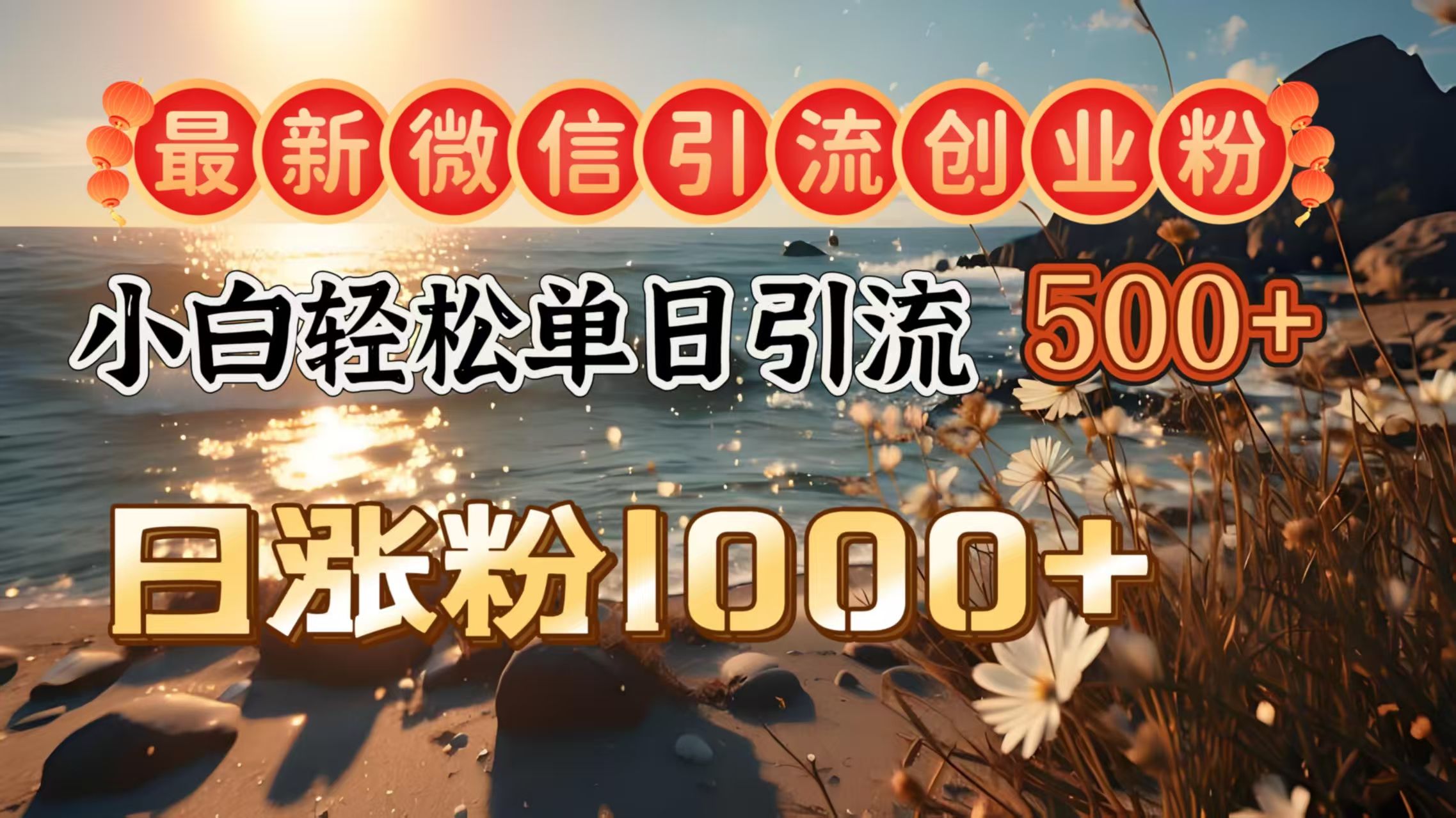 最新微信引流创业粉 ,小白单日轻松引流500+,日涨粉1000+-文三轻创资料网
