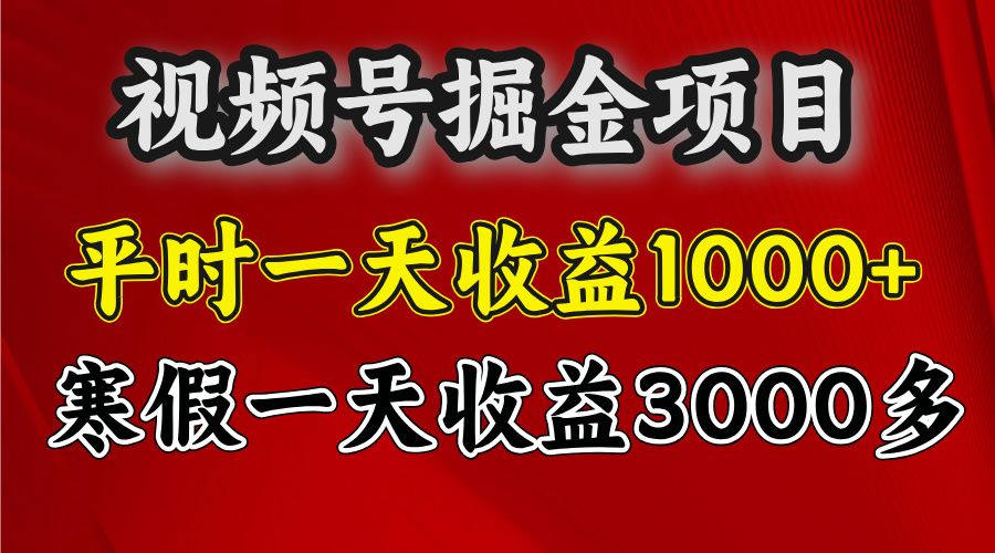 视频号掘金项目，寒假一天收益3000多-文三轻创资料网