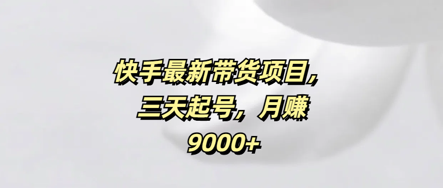 快手最新带货项目，三天起号，月赚9000+-文三轻创资料网