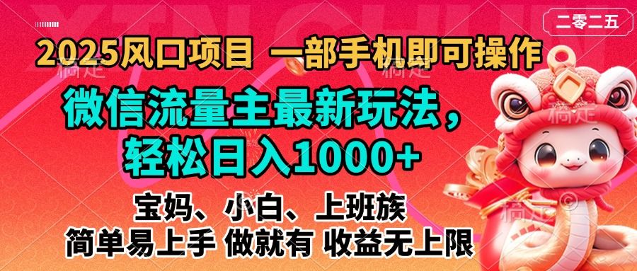 2025蓝海风口项目，微信流量主最新玩法，轻松日入1000+，简单易上手，做就有 收益无上限-文三轻创资料网