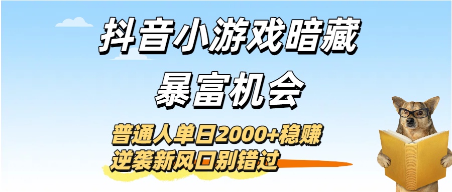 抖音小游戏暗藏暴富机会！普通人单日2000+稳赚，逆袭新风口别错过-文三轻创资料网