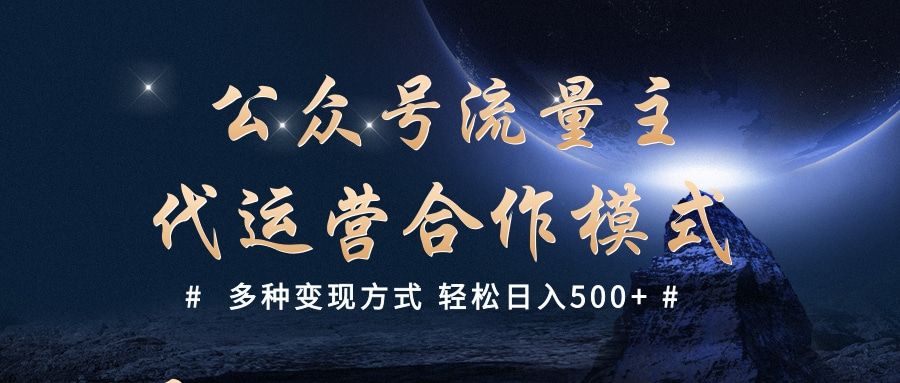 公众号流量主代运营  多种变现方式 轻松日入500+-文三轻创资料网
