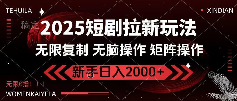 2025短剧拉新玩法，无需注册登录，无限0撸，无脑批量操作日入2000+-文三轻创资料网