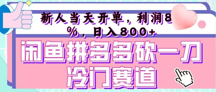 咸鱼拼夕夕砍一刀冷门暴力赛道，新人当天开单，利润百分之八十，日入 800+-文三轻创资料网