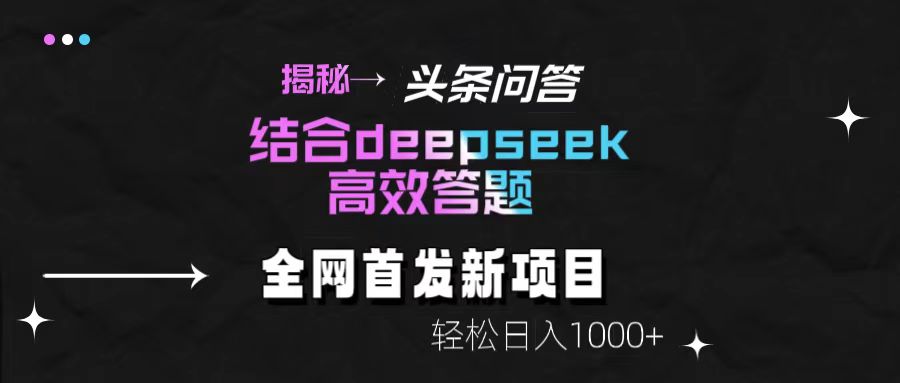 头条问答新玩法！结合deepseek高效答题，轻松日入1000+【揭秘】-文三轻创资料网