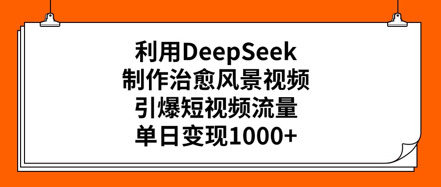 利用DeepSeek制作，治愈风景视频，引爆短视频流量，单日变现1000+-文三轻创资料网