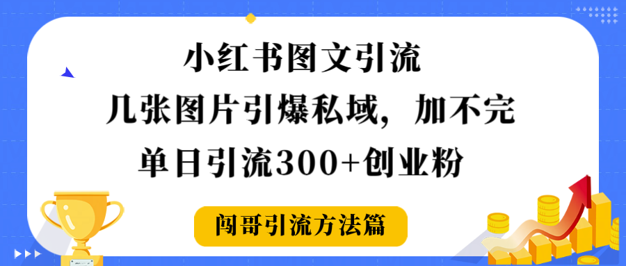小红书图文引流，几张图片引爆私域加不完，单日引流300＋创业粉-文三轻创资料网