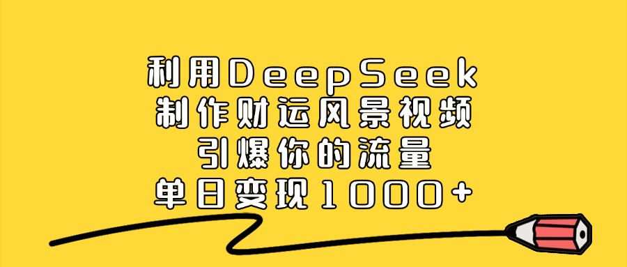 利用DeepSeek制作财运风景视频，引爆视频流量，单日变现1000+-文三轻创资料网