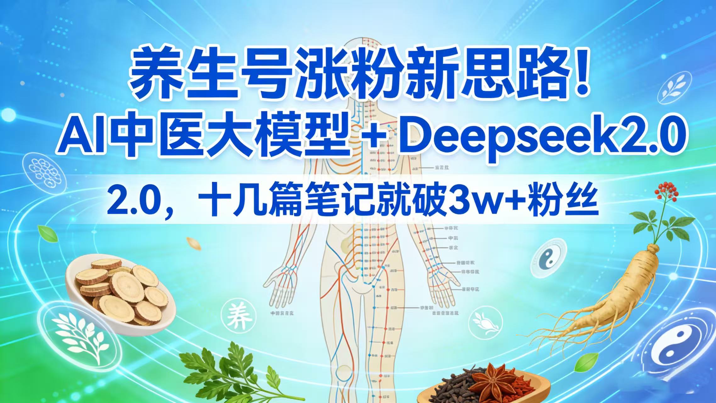 养生号涨粉新思路!AI 中医大模型 + Deepseek 2.0,十几篇笔记就破 3w + 粉丝-文三轻创资料网