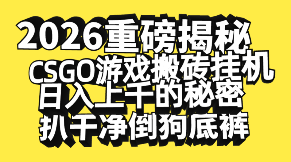 2026开年重磅解密，CSGO游戏搬砖挂机日入上千的秘密，把倒狗的底裤扒干净，毫无保留-文三轻创资料网
